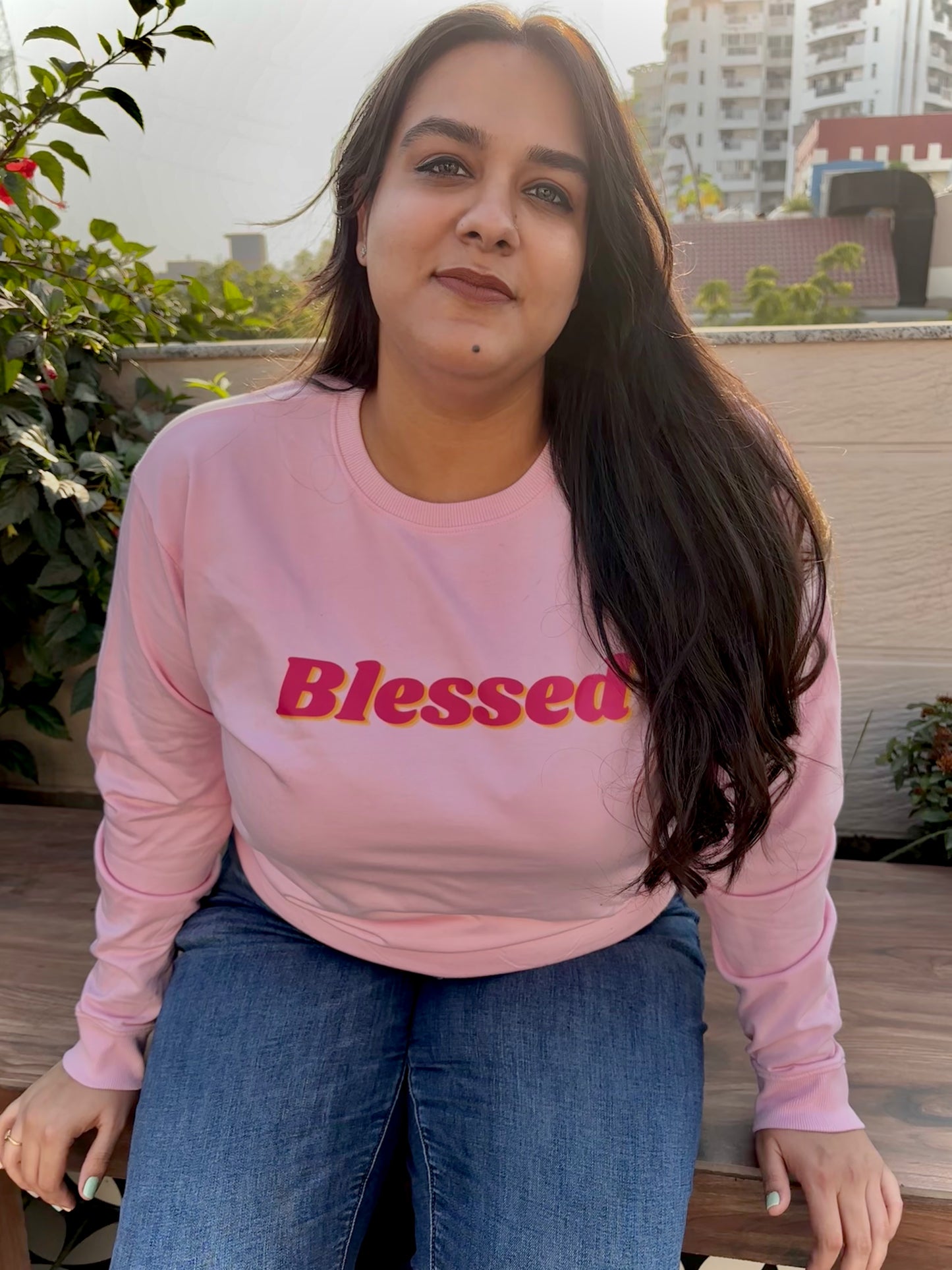 BLESSED | Unisex Baby Pink Sweatshirt