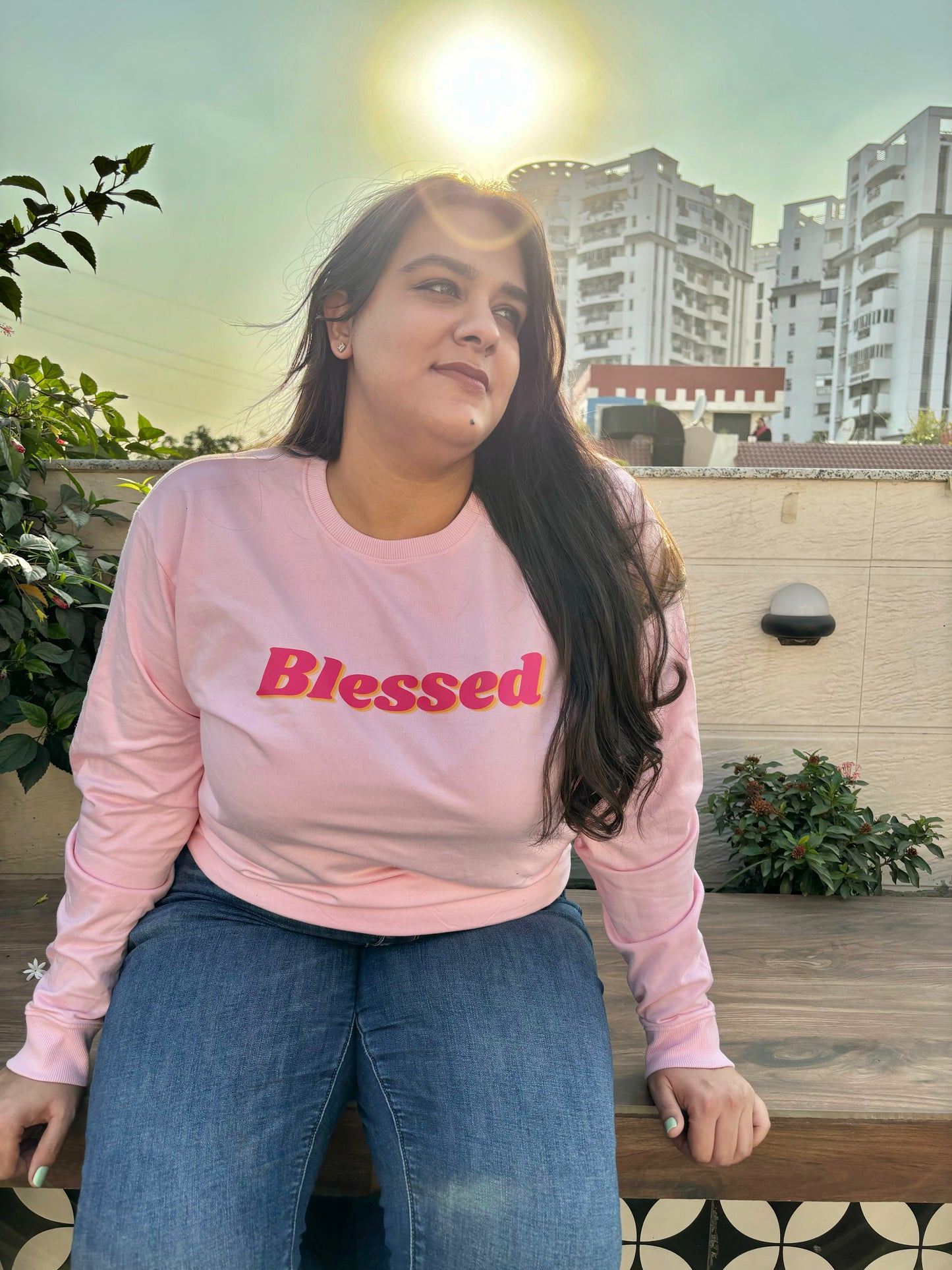BLESSED | Unisex Baby Pink Sweatshirt