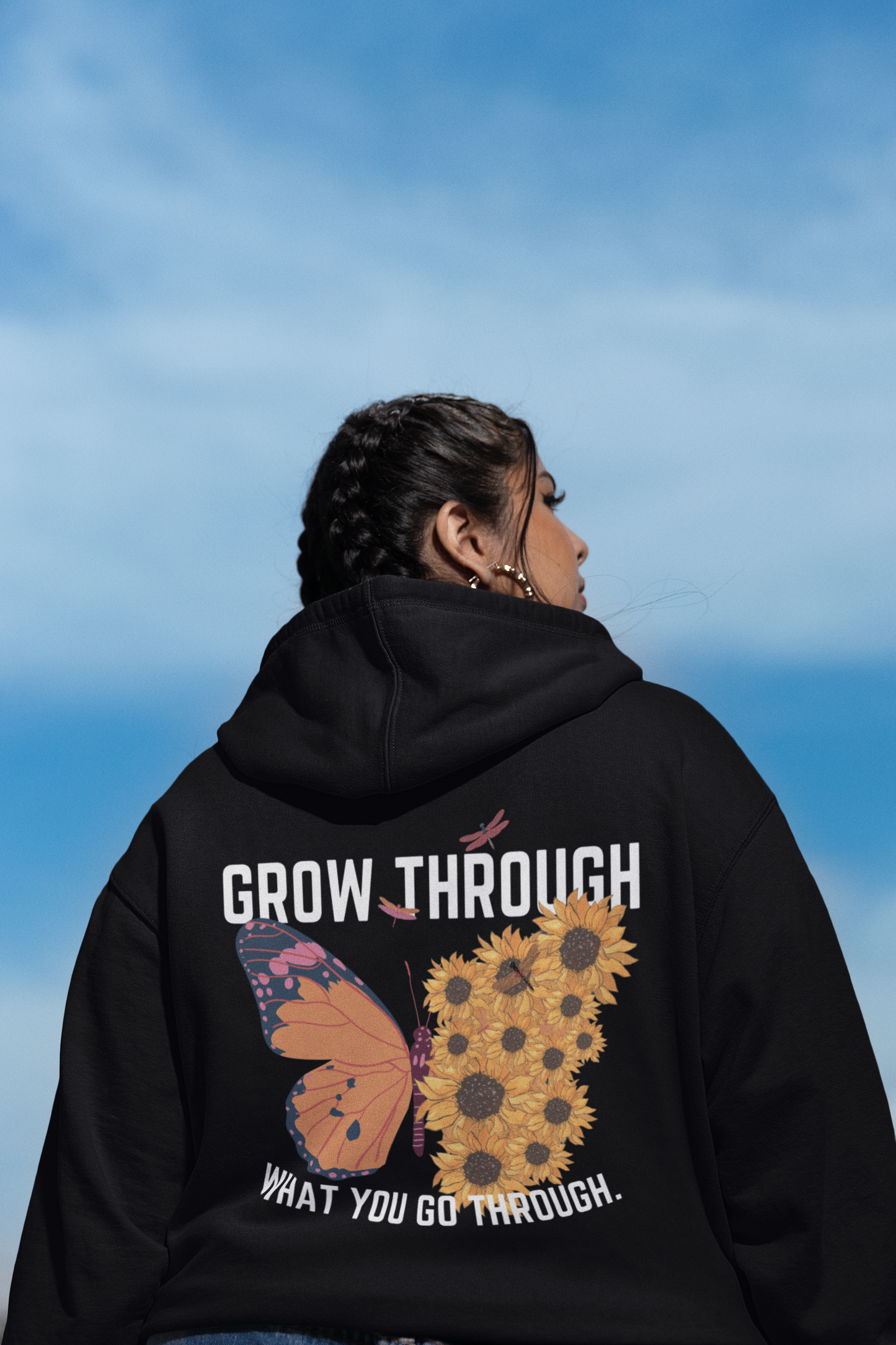 GROW THROUGH WHAT YOU GO THROUGH | OVERSIZED Winter Unisex Spiritual Hoodie