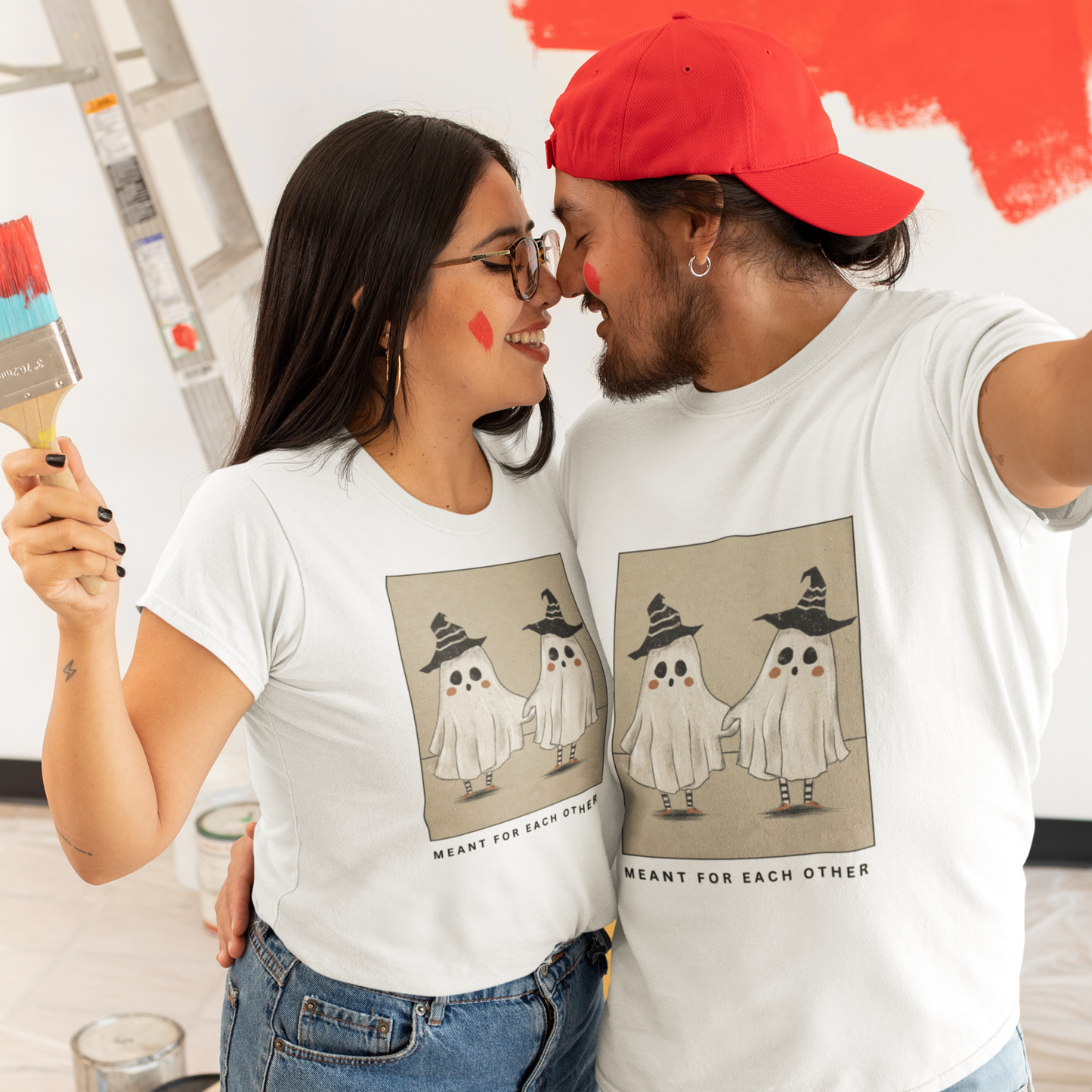 MEANT FOR EACH OTHER Unisex White T-Shirt ( Plus sizes available )