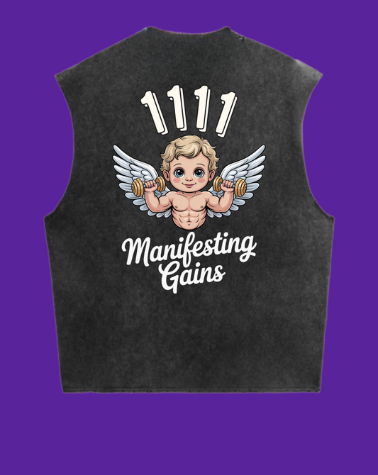 GROW- 1111 Manifesting | Gains Grey Unisex Vest | Spiritualbadeez Gymwear