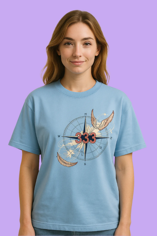 333 Angel Numbers |Unisex Blue Oversized T-shirt