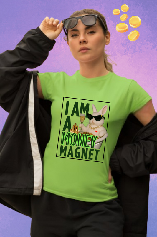I Am a Money Magnet- Abundance Attraction Tee  (Neon Green Edition)