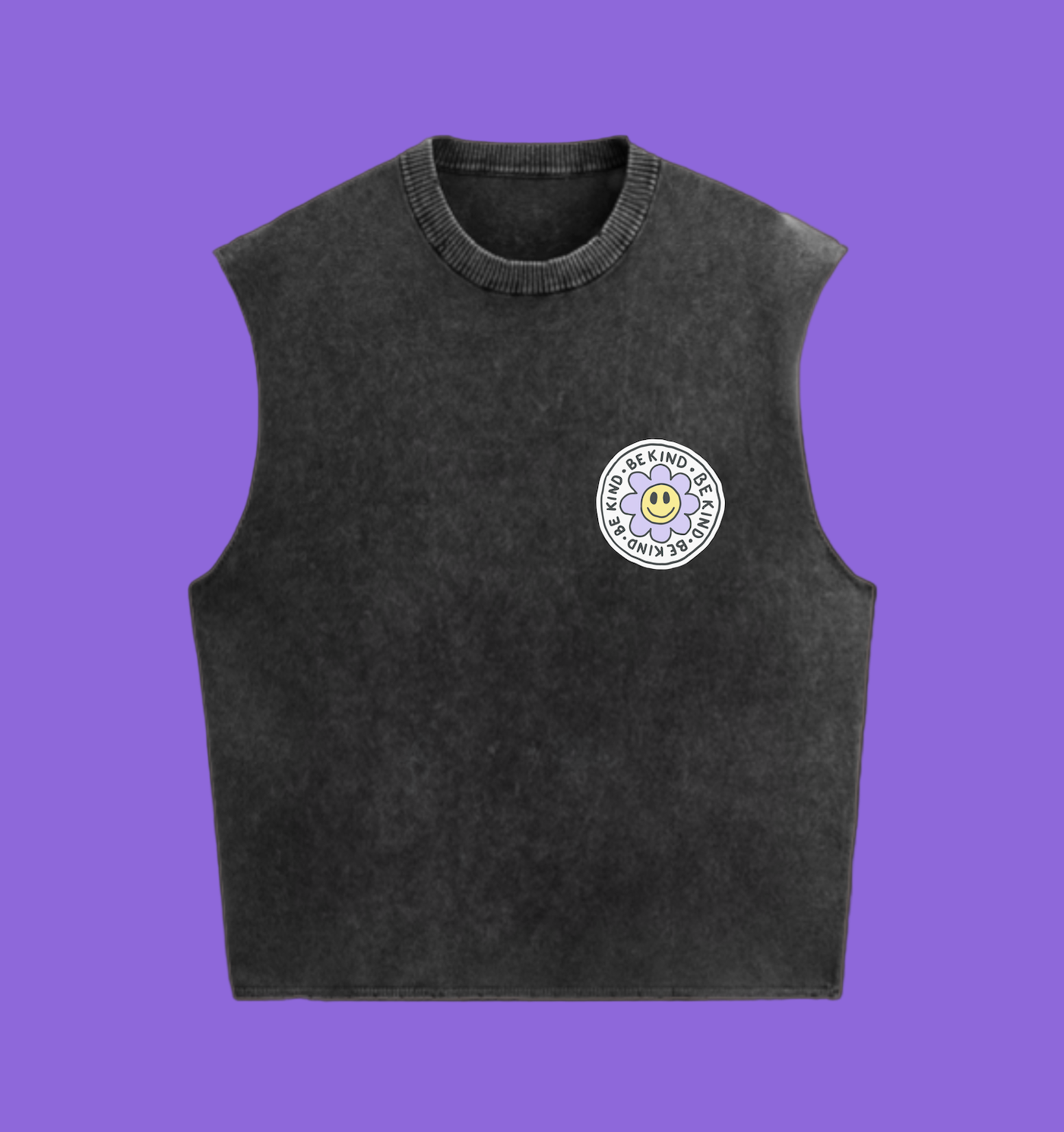 Good Vibes Only –Grey Acid Wash Vest (Unisex)