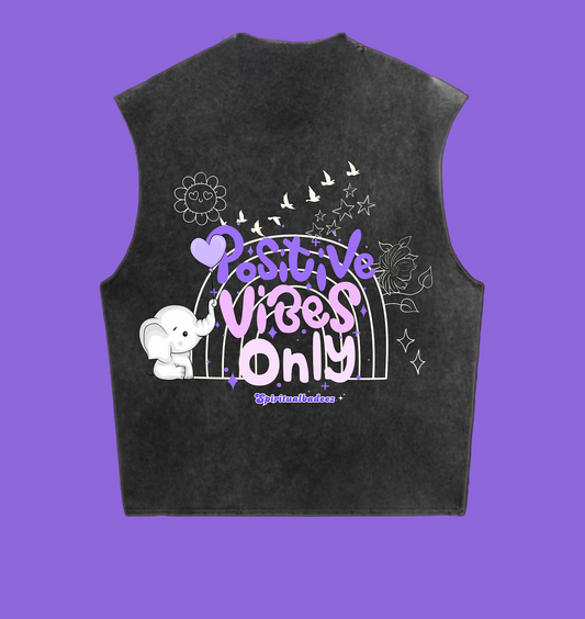 Good Vibes Only –Grey Acid Wash Vest (Unisex)