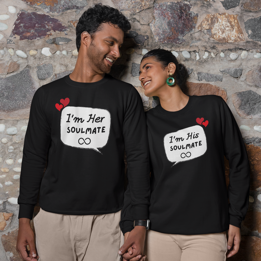 IM HIS + HER SOULMATE Couple Black Sweatshirts